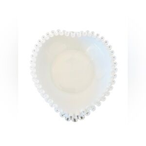 Vintage Fenton Silver Crest Heart-Shaped Candy Dish – White Milk Glass